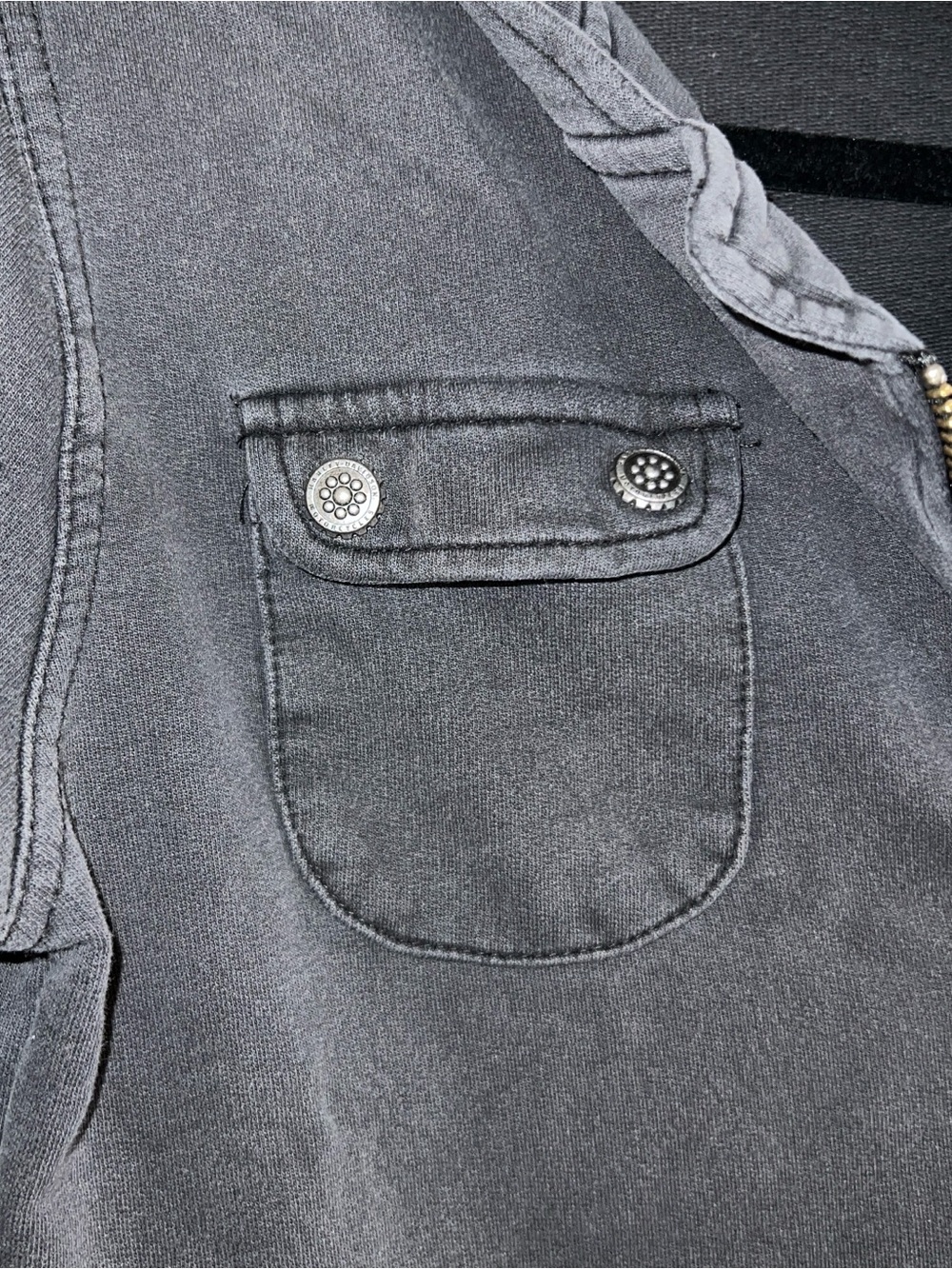 Harley-Davidson Black Hoodie with White Star Sleeve Accents - Picture 2 of 6